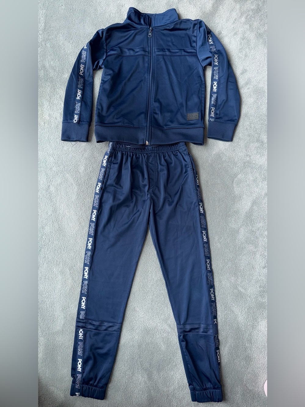 Pony Navy Blue Side-Stripe Track Jacket and Joggers for Kids